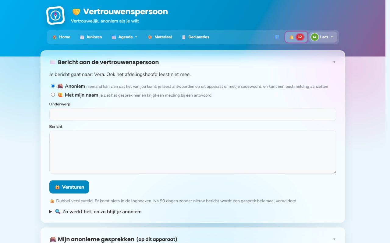 Een bericht sturen aan de vertrouwenspersoon